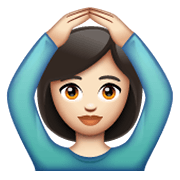 🙆🏻‍♀️ Emoji Frau mit Händen auf dem Kopf: helle Hautfarbe WhatsApp 2.19.244.