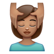 💆🏽‍♀️ Emoji Frau, die eine Kopfmassage bekommt: mittlere Hautfarbe WhatsApp 2.19.244.