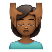 💆🏾‍♀️ Emoji Frau, die eine Kopfmassage bekommt: mitteldunkle Hautfarbe WhatsApp 2.19.244.