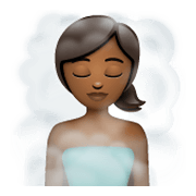 🧖🏾‍♀️ Emoji Mujer En Una Sauna: Tono De Piel Oscuro Medio en WhatsApp 2.19.244.