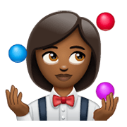 Emoji 🤹🏾‍♀️ Giocoliere Donna: Carnagione Abbastanza Scura su WhatsApp 2.19.244.
