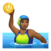 🤽🏾‍♀️ Emoji Mulher Jogando Polo Aquático: Pele Morena Escura na WhatsApp 2.19.244.