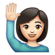 🙋🏻‍♀️ Emoji Frau mit erhobenem Arm: helle Hautfarbe WhatsApp 2.19.244.