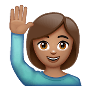 Emoji 🙋🏽‍♀️ Donna Con Mano Alzata: Carnagione Olivastra su WhatsApp 2.19.244.