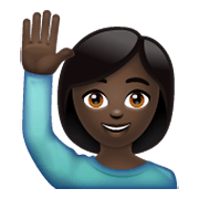 🙋🏿‍♀️ Emoji Frau mit erhobenem Arm: dunkle Hautfarbe WhatsApp 2.19.244.