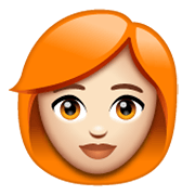 👩🏻‍🦰 Emoji Frau: helle Hautfarbe, rotes Haar WhatsApp 2.19.244.