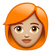 👩🏼‍🦰 Emoji Mujer: Tono De Piel Claro Medio Y Pelo Pelirrojo en WhatsApp 2.19.244.