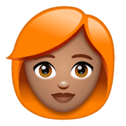 👩🏽‍🦰 Emoji Mulher: Pele Morena E Cabelo Vermelho na WhatsApp 2.19.244.