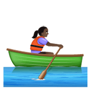 🚣🏿‍♀️ Emoji Frau im Ruderboot: dunkle Hautfarbe WhatsApp 2.19.244.