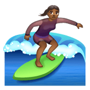 🏄🏾‍♀️ Emoji Mulher Surfista: Pele Morena Escura na WhatsApp 2.19.244.