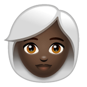 Emoji 👩🏿‍🦳 Donna: Carnagione Scura E Capelli Bianchi su WhatsApp 2.19.244.