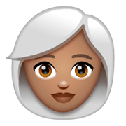 👩🏽‍🦳 Emoji Mulher: Pele Morena E Cabelo Branco na WhatsApp 2.19.244.
