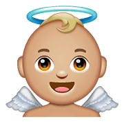 👼🏼 Emoji Bebé ángel: Tono De Piel Claro Medio en WhatsApp 2.19.352.