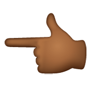 👈🏾 Emoji Dorso Da Mão Com Dedo Indicador Apontando Para A Esquerda: Pele Morena Escura na WhatsApp 2.19.352.