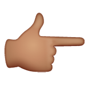 👉🏽 Emoji nach rechts weisender Zeigefinger: mittlere Hautfarbe WhatsApp 2.19.352.