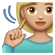🧏🏼‍♀️ Emoji Mujer Sorda: Tono De Piel Claro Medio en WhatsApp 2.19.352.