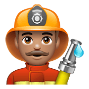 Emoji 👨🏽‍🚒 Pompiere Uomo: Carnagione Olivastra su WhatsApp 2.19.352.