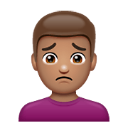 🙍🏽‍♂️ Emoji missmutiger Mann: mittlere Hautfarbe WhatsApp 2.19.352.
