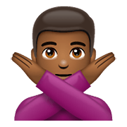 🙅🏾‍♂️ Emoji Hombre Haciendo El Gesto De «no»: Tono De Piel Oscuro Medio en WhatsApp 2.19.352.