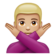 🙅🏼‍♂️ Emoji Hombre Haciendo El Gesto De «no»: Tono De Piel Claro Medio en WhatsApp 2.19.352.