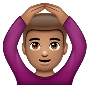 🙆🏽‍♂️ Emoji Mann mit Händen auf dem Kopf: mittlere Hautfarbe WhatsApp 2.19.352.