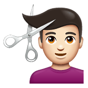Emoji 💇🏻‍♂️ Taglio Di Capelli Per Uomo: Carnagione Chiara su WhatsApp 2.19.352.