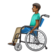 👨🏾‍🦽 Emoji Mann in manuellem Rollstuhl: mitteldunkle Hautfarbe WhatsApp 2.19.352.