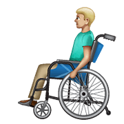 👨🏼‍🦽 Emoji Mann in manuellem Rollstuhl: mittelhelle Hautfarbe WhatsApp 2.19.352.