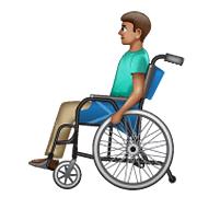 👨🏽‍🦽 Emoji Mann in manuellem Rollstuhl: mittlere Hautfarbe WhatsApp 2.19.352.