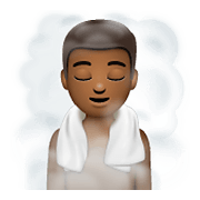 🧖🏾‍♂️ Emoji Hombre En Una Sauna: Tono De Piel Oscuro Medio en WhatsApp 2.19.352.