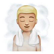 🧖🏼‍♂️ Emoji Hombre En Una Sauna: Tono De Piel Claro Medio en WhatsApp 2.19.352.