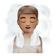 Emoji 🧖🏽‍♂️ Uomo In Sauna: Carnagione Olivastra su WhatsApp 2.19.352.