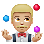 Emoji 🤹🏼‍♂️ Giocoliere Uomo: Carnagione Abbastanza Chiara su WhatsApp 2.19.352.