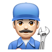 Emoji 👨🏻‍🔧 Meccanico Uomo: Carnagione Chiara su WhatsApp 2.19.352.