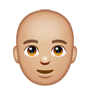 👨🏼‍🦲 Emoji Mann: mittelhelle Hautfarbe, Glatze WhatsApp 2.19.352.