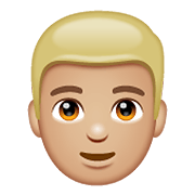 Emoji 👱🏼‍♂️ Uomo Biondo: Carnagione Abbastanza Chiara su WhatsApp 2.19.352.