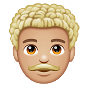 Emoji 👨🏼‍🦱 Uomo: Carnagione Abbastanza Chiara E Capelli Ricci su WhatsApp 2.19.352.