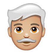 👨🏼‍🦳 Emoji Mann: mittelhelle Hautfarbe, weißes Haar WhatsApp 2.19.352.