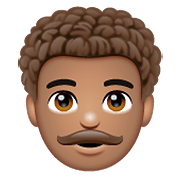 Emoji 👨🏽‍🦱 Uomo: Carnagione Olivastra E Capelli Ricci su WhatsApp 2.19.352.