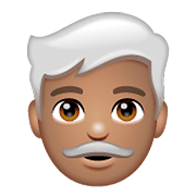 👨🏽‍🦳 Emoji Mann: mittlere Hautfarbe, weißes Haar WhatsApp 2.19.352.