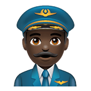 👨🏿‍✈️ Emoji Piloto De Avião Homem: Pele Escura na WhatsApp 2.19.352.