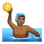 🤽🏾‍♂️ Emoji Homem Jogando Polo Aquático: Pele Morena Escura na WhatsApp 2.19.352.