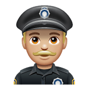 Emoji 👮🏼‍♂️ Poliziotto Uomo: Carnagione Abbastanza Chiara su WhatsApp 2.19.352.