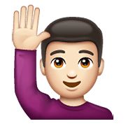 Emoji 🙋🏻‍♂️ Uomo Con Mano Alzata: Carnagione Chiara su WhatsApp 2.19.352.
