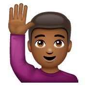 🙋🏾‍♂️ Emoji Hombre Con La Mano Levantada: Tono De Piel Oscuro Medio en WhatsApp 2.19.352.