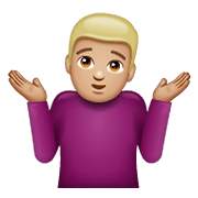 Emoji 🤷🏼‍♂️ Uomo Che Scrolla Le Spalle: Carnagione Abbastanza Chiara su WhatsApp 2.19.352.