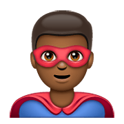 Emoji 🦸🏾‍♂️ Supereroe Uomo: Carnagione Abbastanza Scura su WhatsApp 2.19.352.