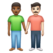 👨🏾‍🤝‍👨🏻 Emoji händchenhaltende Männer: mitteldunkle Hautfarbe, helle Hautfarbe WhatsApp 2.19.352.