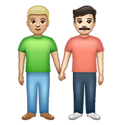 👨🏼‍🤝‍👨🏻 Emoji händchenhaltende Männer: mittelhelle Hautfarbe, helle Hautfarbe WhatsApp 2.19.352.