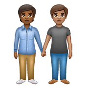 🧑🏾‍🤝‍🧑🏽 Emoji sich an den Händen haltende Personen: mitteldunkle Hautfarbe, mittlere Hautfarbe WhatsApp 2.19.352.